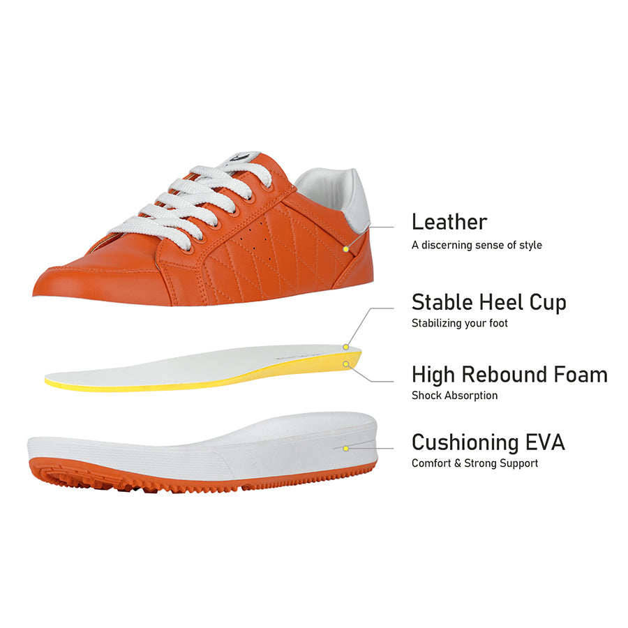 Ask Echo G2 Men's Professional Leather Golf Shoes  / Orange