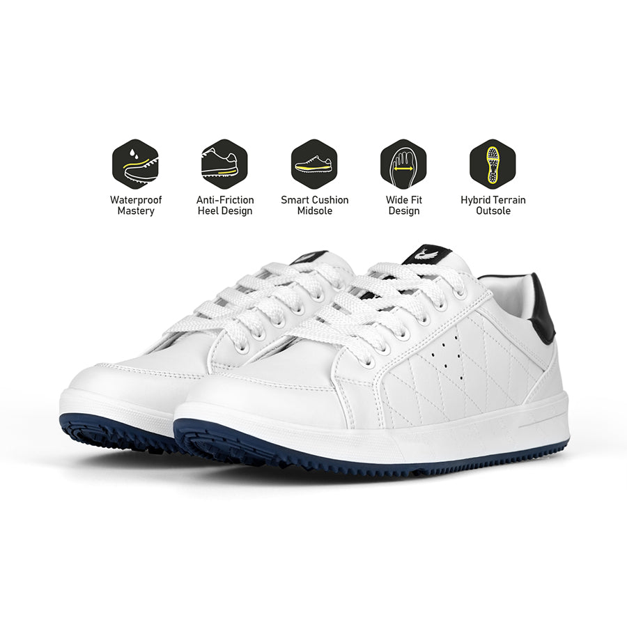 Ask Echo G2 Men's Professional Leather Golf Shoes  / White