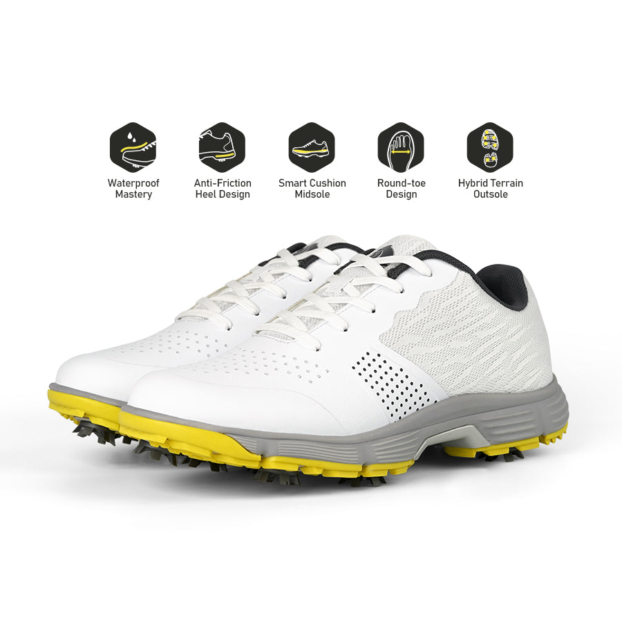Ask Echo G615 Men's Professional Spikes Golf Shoes / White