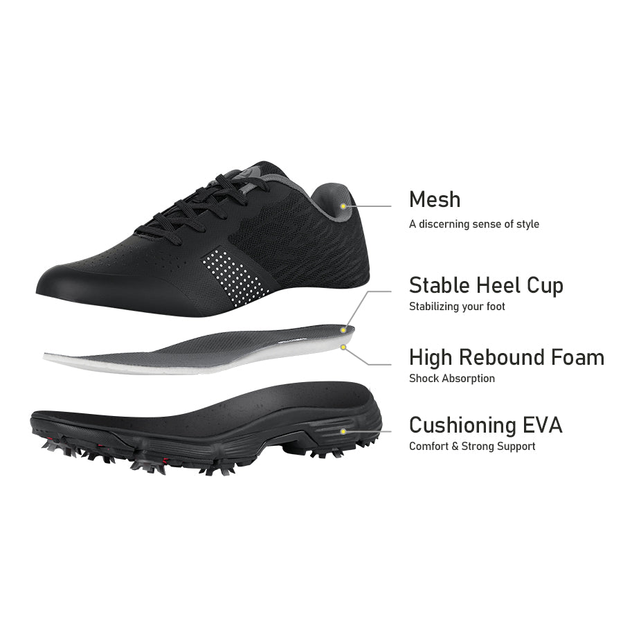 Ask Echo G615 Men's Professional Spikes Golf Shoes / Black