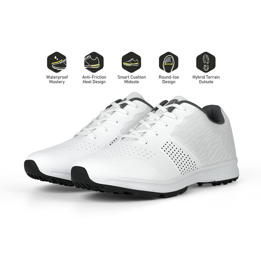 Ask Echo MX515 Men's Breathable Spikeless Golf Shoes /  White