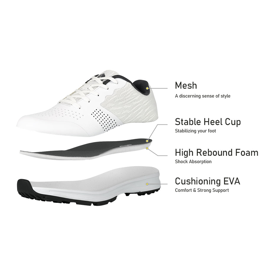 Ask Echo MX515 Men's Breathable Spikeless Golf Shoes /  White