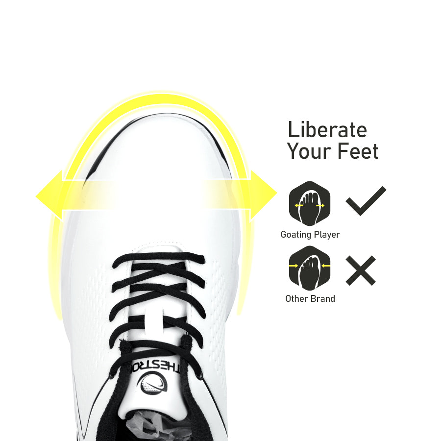 Ask Echo  G617 Men's Professional Spikes Golf Shoes / White-Black
