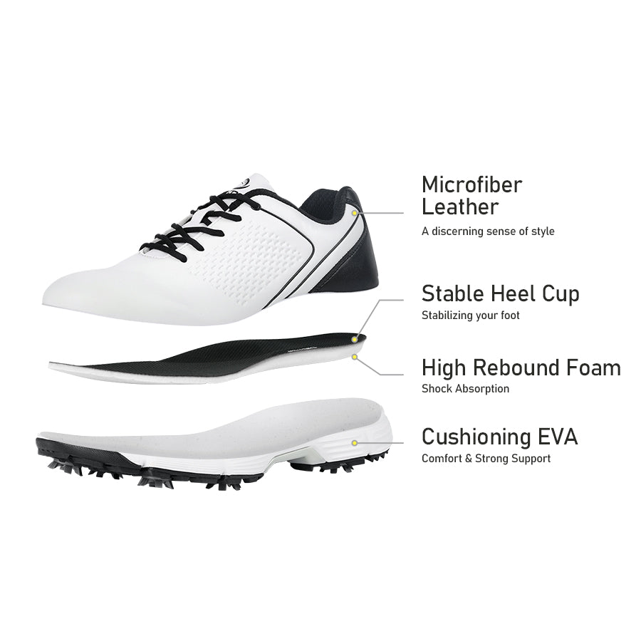 Ask Echo  G617 Men's Professional Spikes Golf Shoes / White-Black
