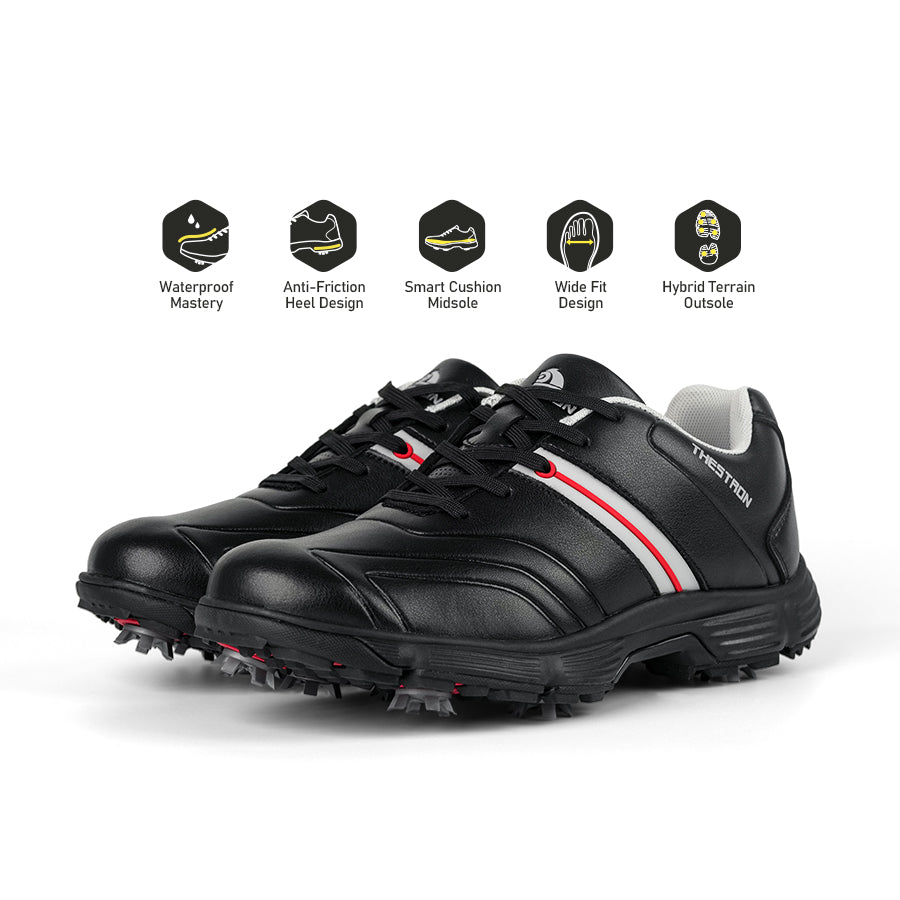 Ask Echo G517 Men's Professional Spikes Golf Shoes / Black