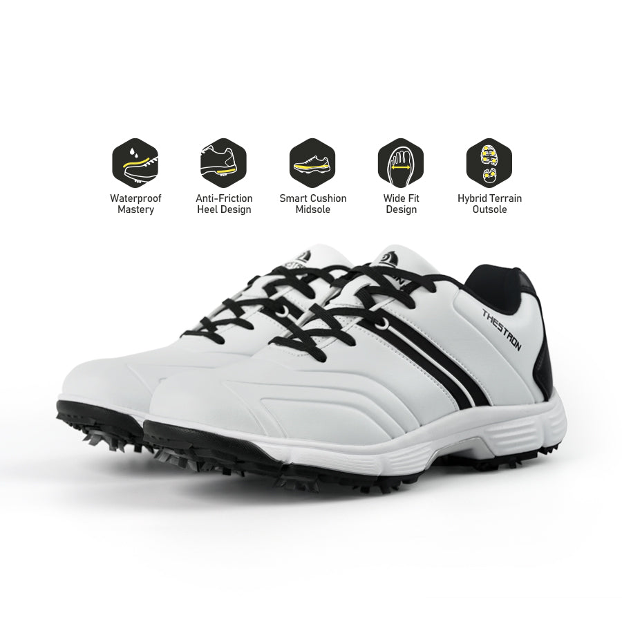 Ask Echo G517 Men's Professional Spikes Golf Shoes / White