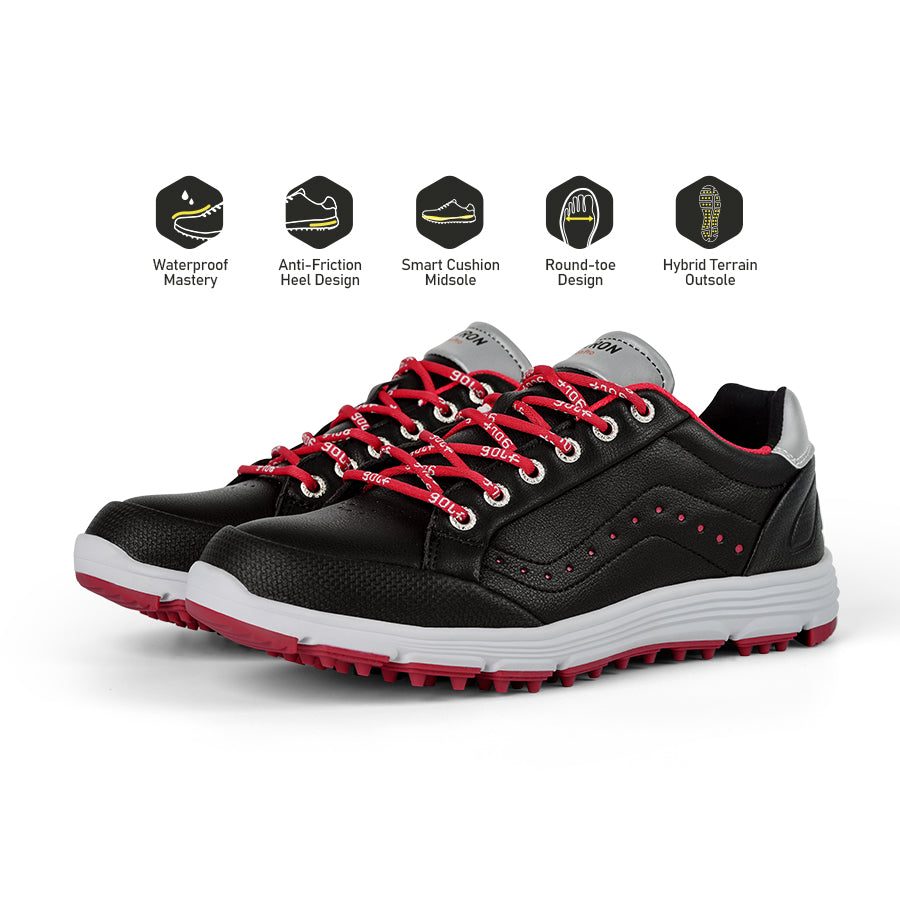 Ask Echo G718 Men's Breathable Spikeless Golf Shoes / Black