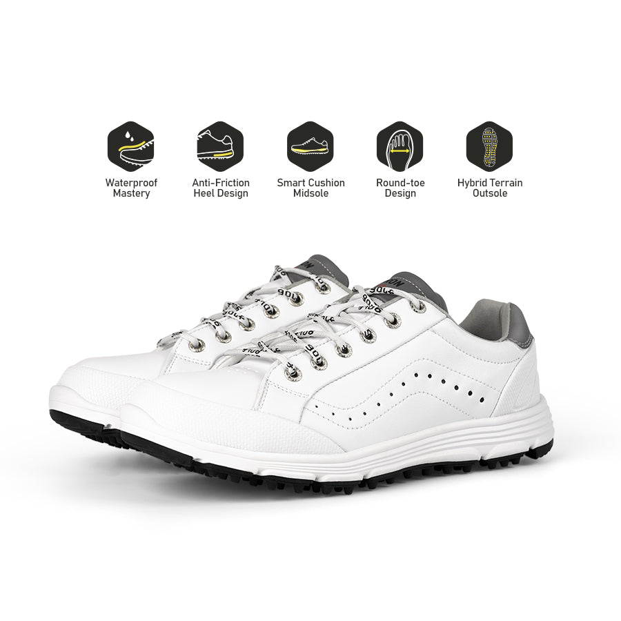 Ask Echo G718 Men's Breathable Spikeless Golf Shoes / White