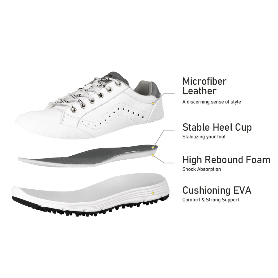 Ask Echo G718 Men's Breathable Spikeless Golf Shoes / White
