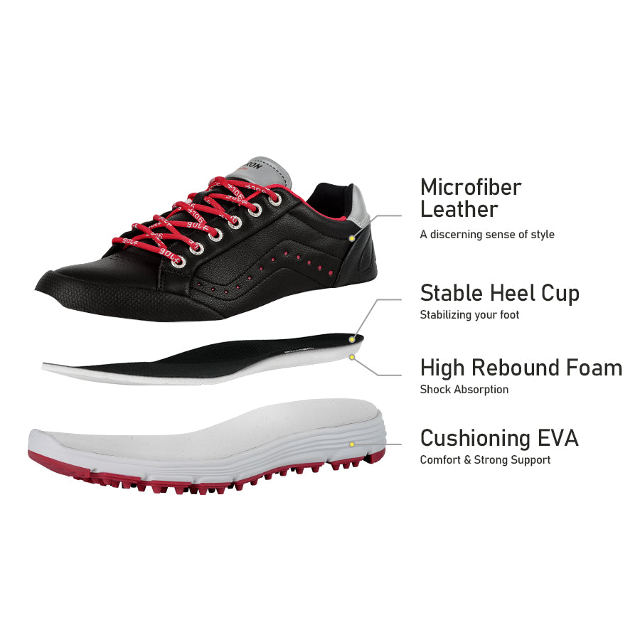 Ask Echo G718 Men's Breathable Spikeless Golf Shoes / Black