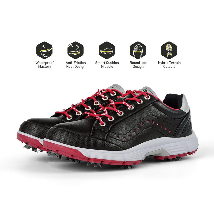 Ask Echo G716 Men's Professional Spikes Golf Shoes / Black