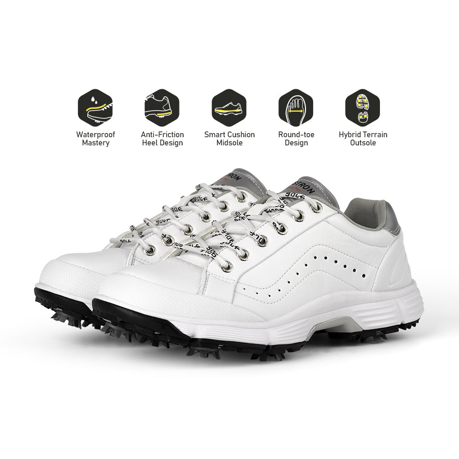 Ask Echo G716 Men's Professional Spikes Golf Shoes / White