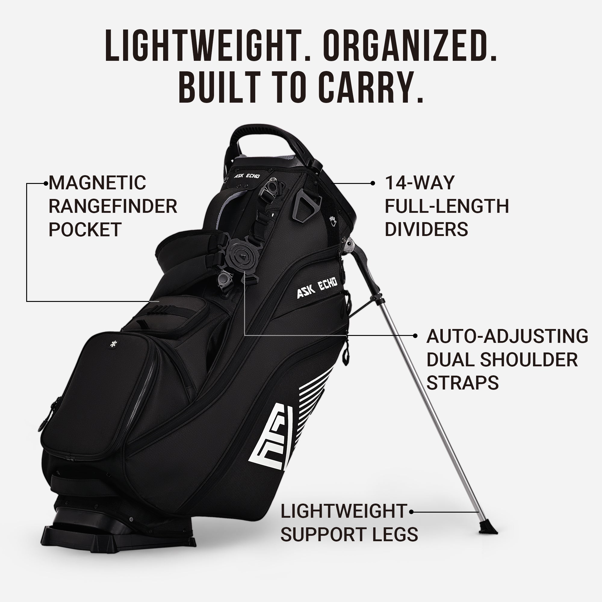 ASK ECHO ST-14 Hybrid Stand Bag | 14-Way Full-Length Dividers
