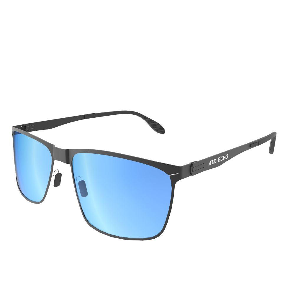 Ask Echo Golf Black Metal Frame Sunglasses / Revo Blue