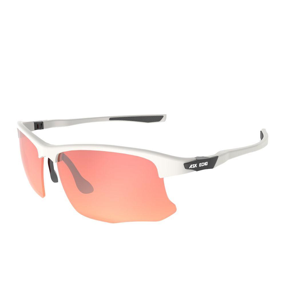 Ask Echo Golf White Half Frame Sunglasses / Revo Red