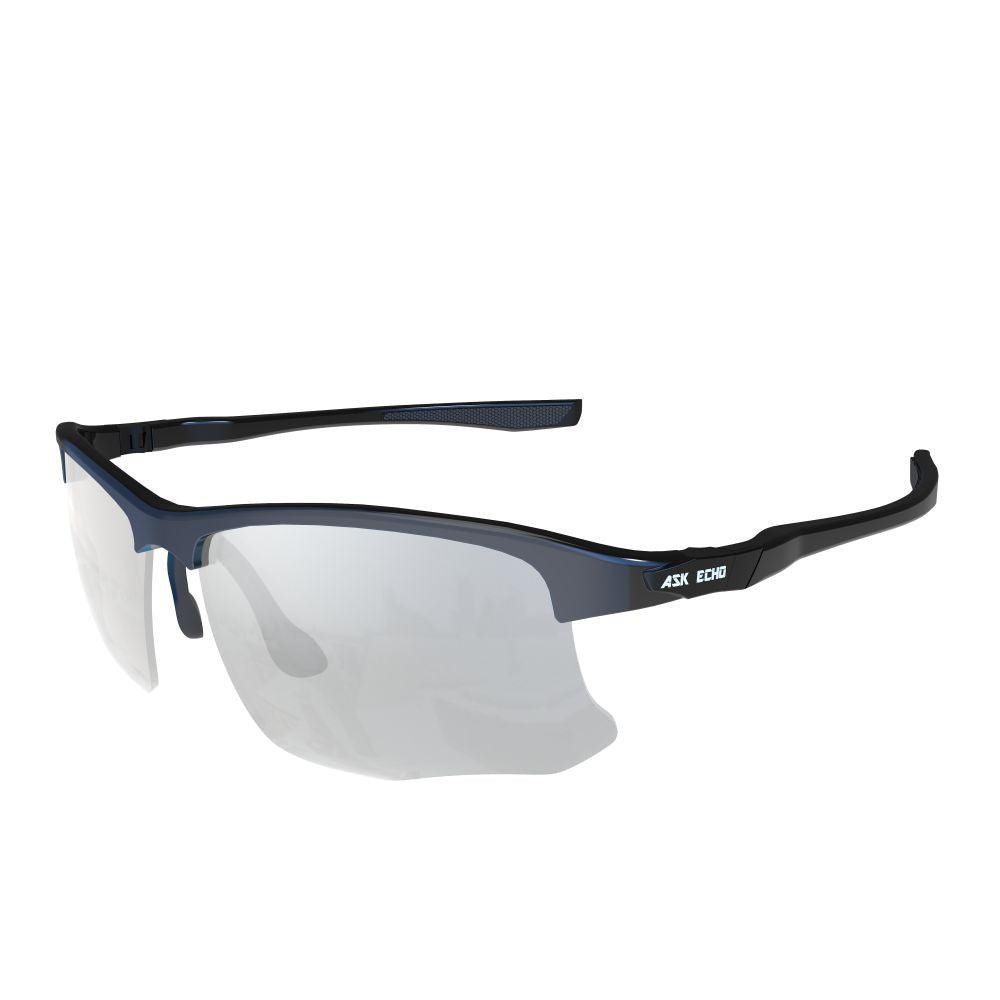 Ask Echo Golf Black Half Frame Sunglasses / Silver