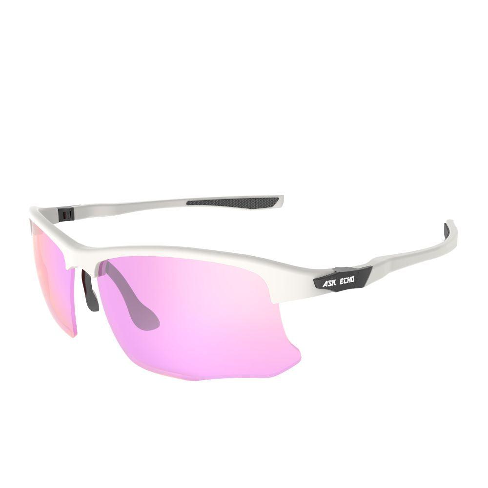 Ask Echo Golf White Half Frame Sunglasses / Pink