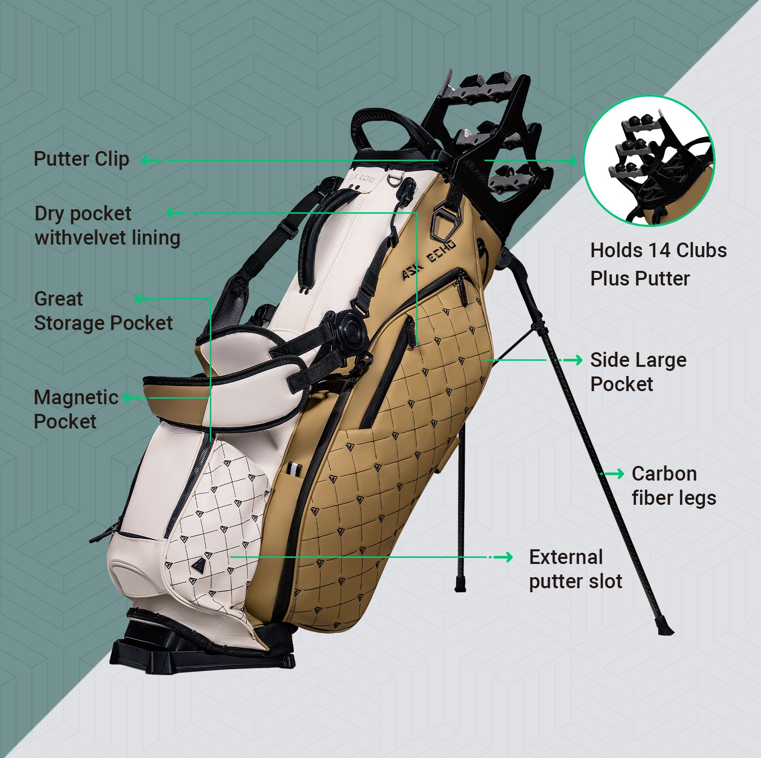 Ask Echo T-LOCK Pro Hybrid Stand Bag / Toasted Almond