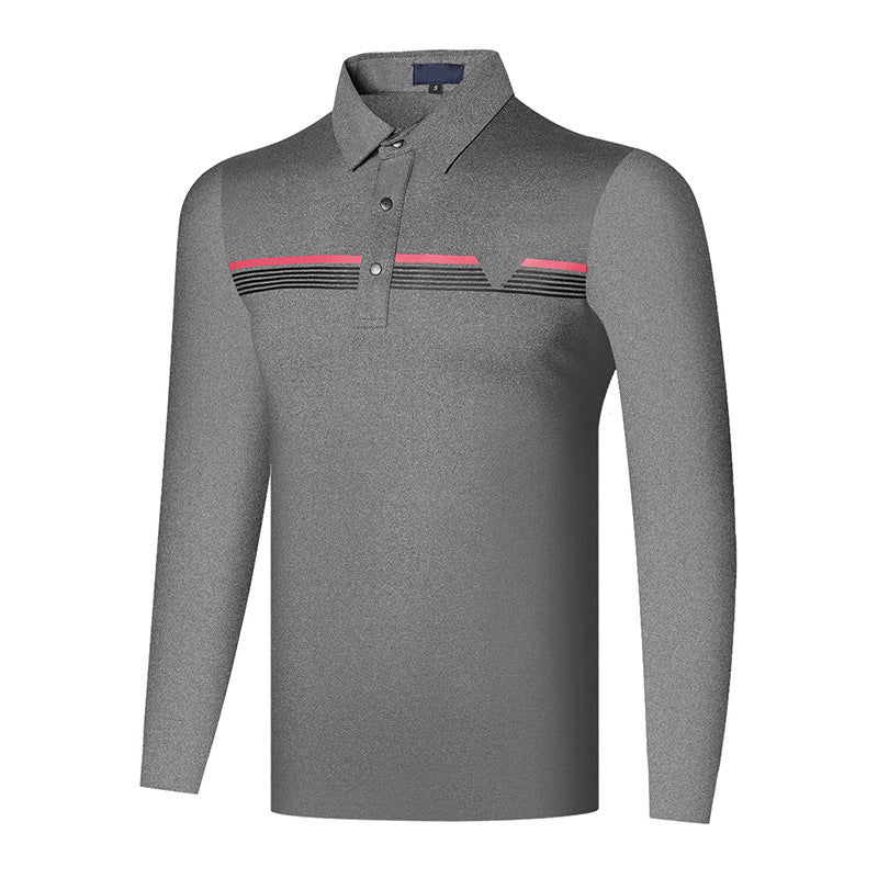 Ask Echo Men's Golf Long-sleeve Polo Shirt Quick Dry Anti-wrinkle & Breathable