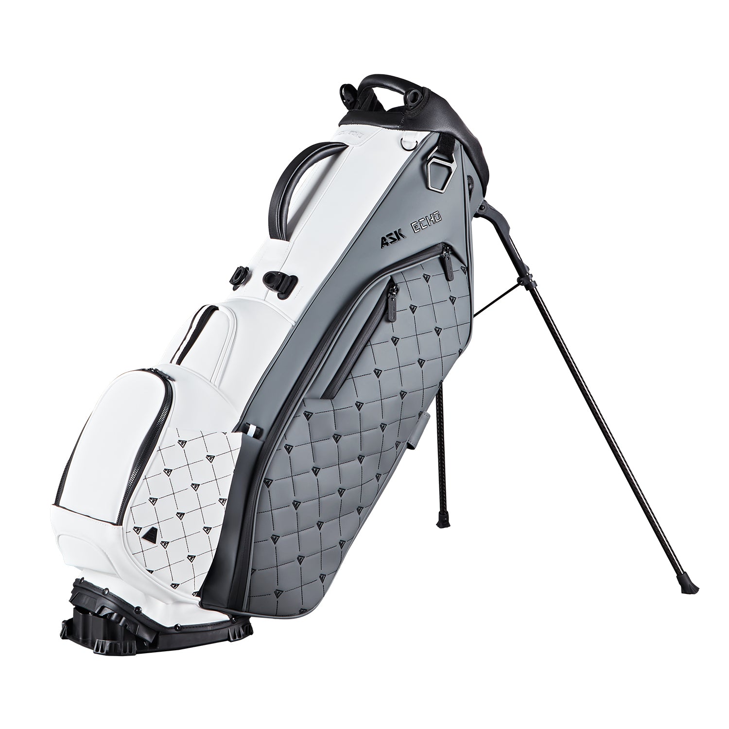 Ask Echo Golf Prestige-5 Way Compact Leather Leather Stand Bag / Grey