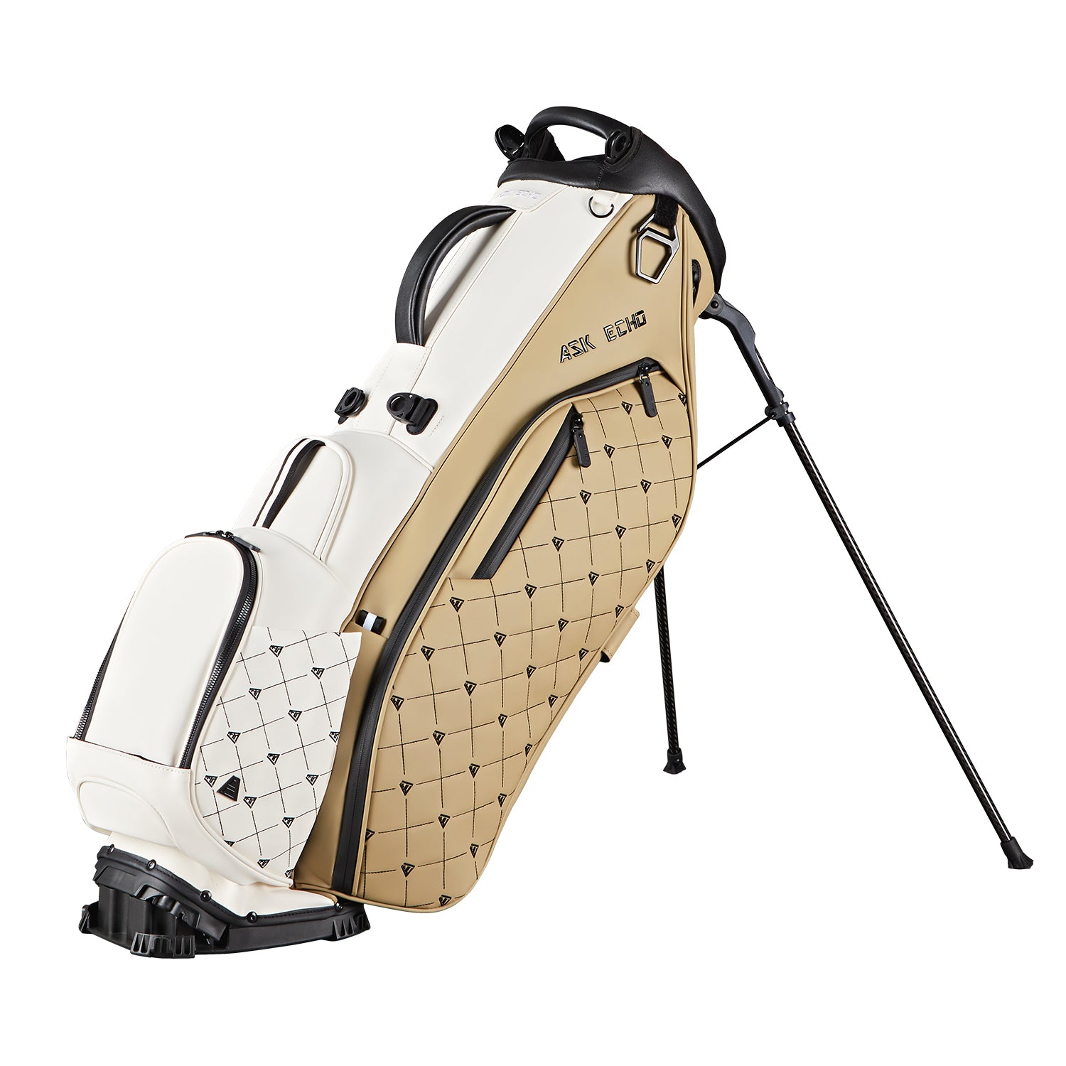 Ask Echo Golf Prestige-5 Way Compact Leather Leather Stand Bag / Toasted Almond