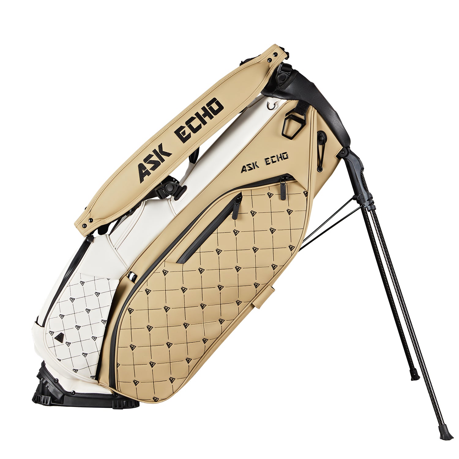 Ask Echo Golf Prestige-5 Way Compact Leather Leather Stand Bag / Toasted Almond