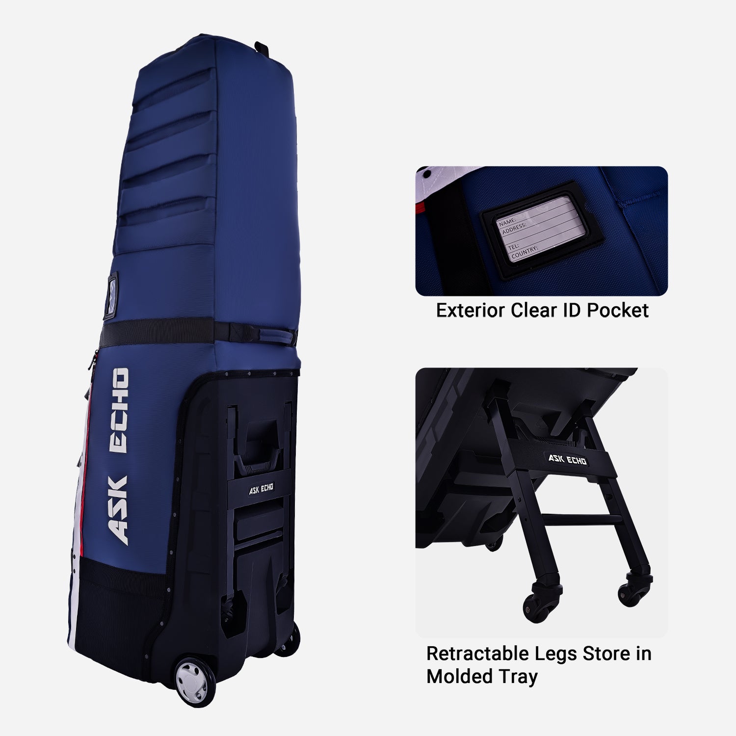 Ask Echo 2026 Locklink StableRoller Golf Travel Bag / Navy