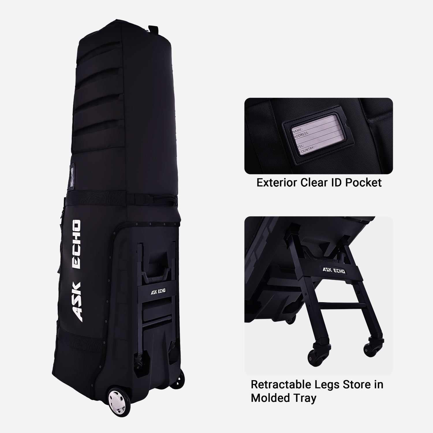 Ask Echo 2026 Locklink StableRoller Golf Travel Bag / Black