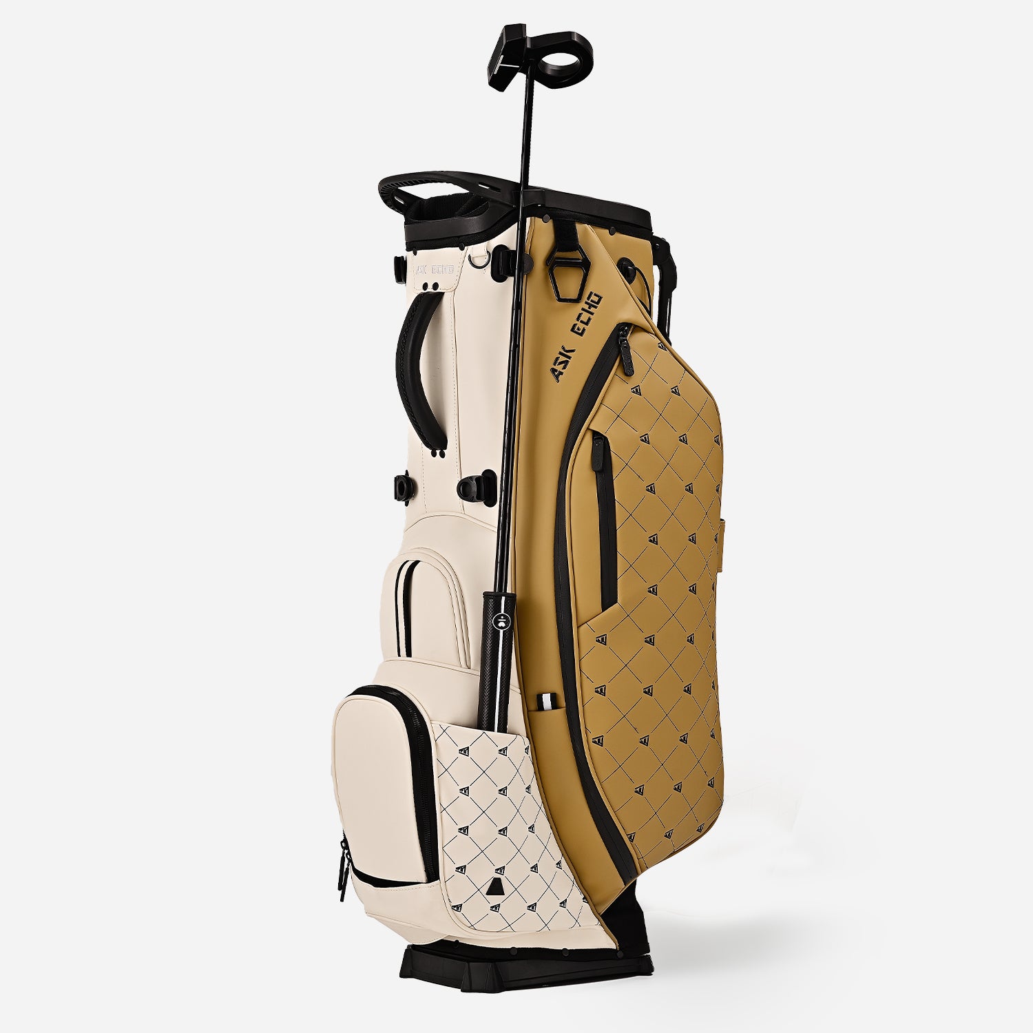 Ask Echo Prestige-14 Way Full Length Hybrid Leather Stand Bag / Toasted Alomnd