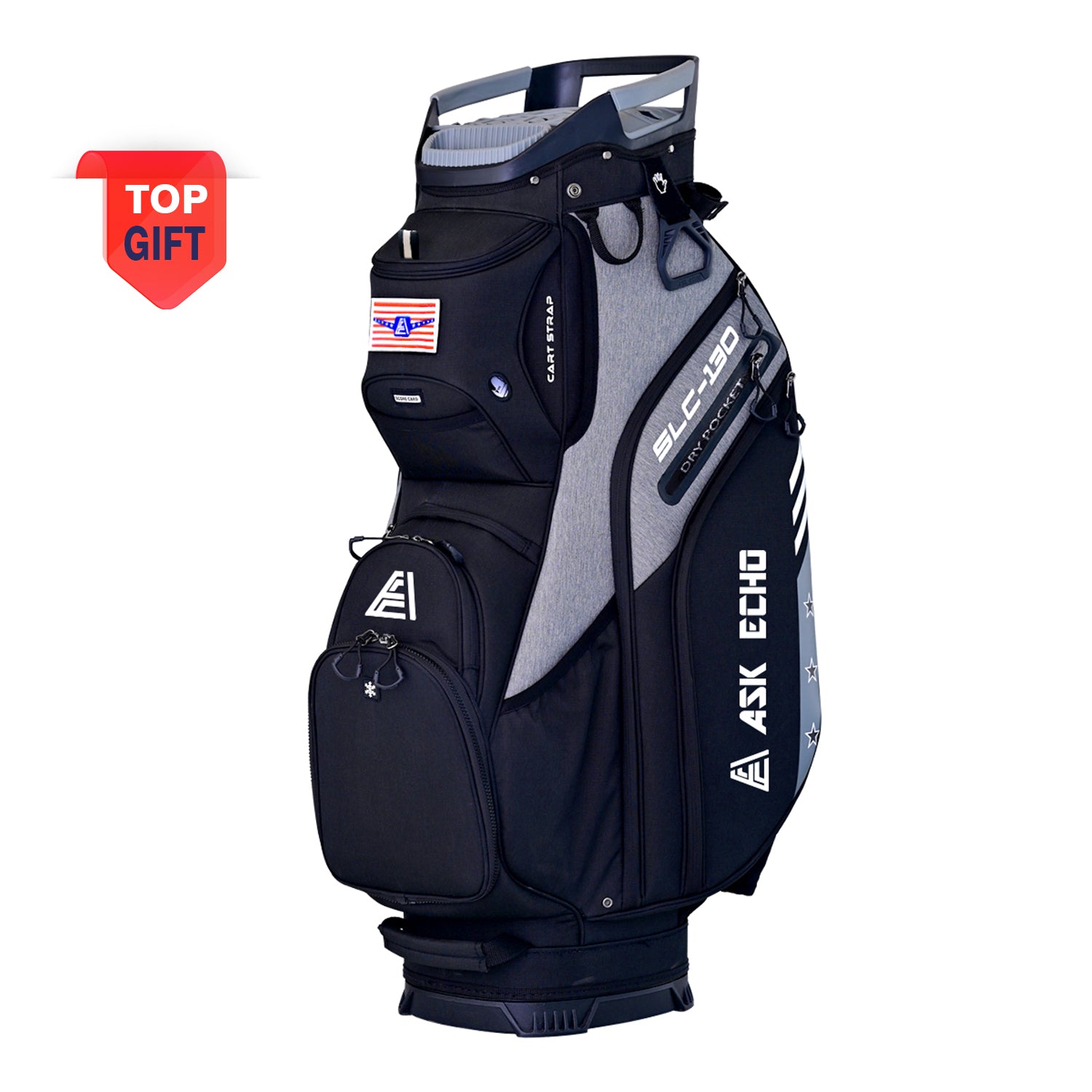 Ask Echo 2024 SLC-130 15 Dividers Grip Locking Bottom Golf Quiet Cart Bag / Black