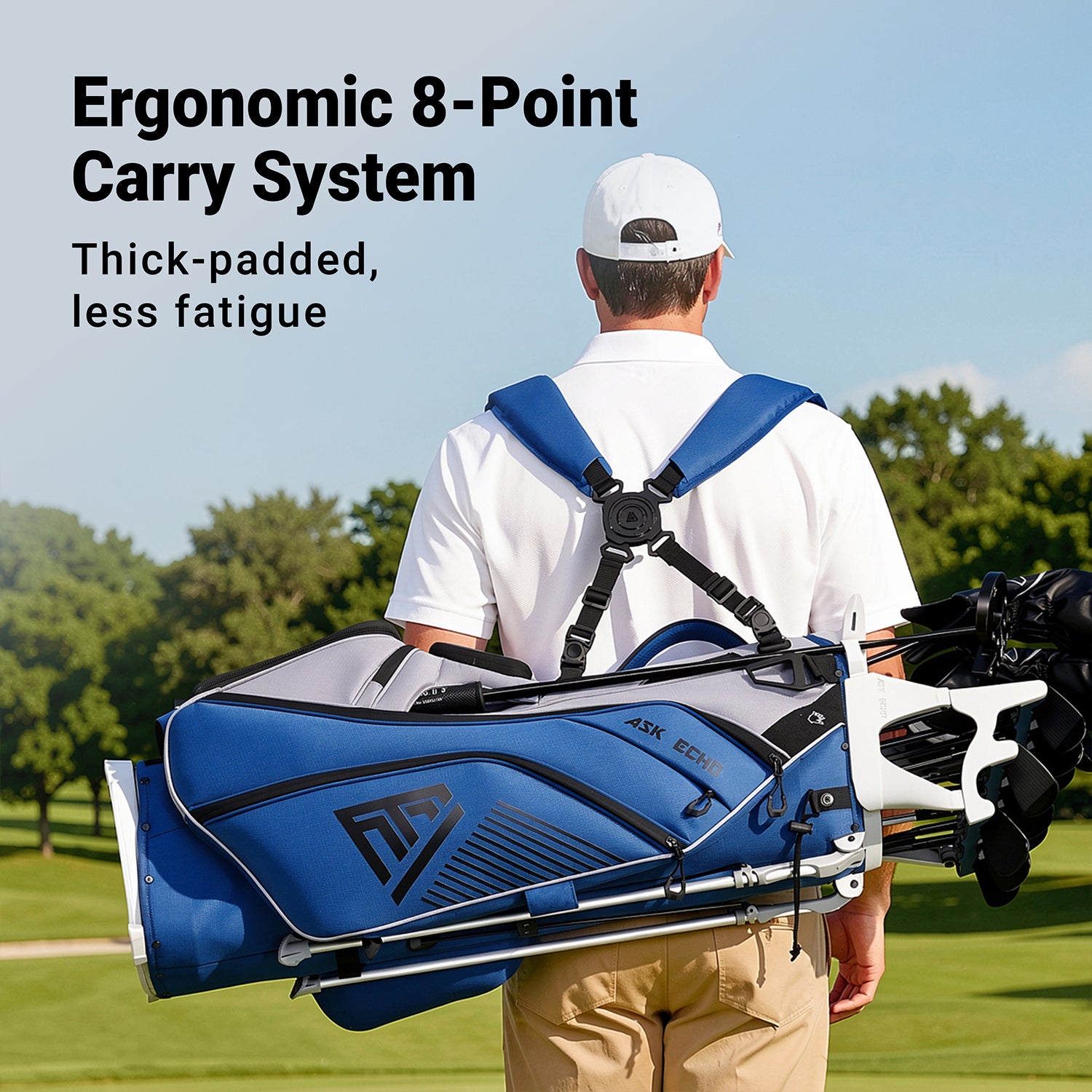 Ask Echo 2026 ST-14 Hybrid Stand Bag and Pendor Lock Club Organizer Bundle / Navy