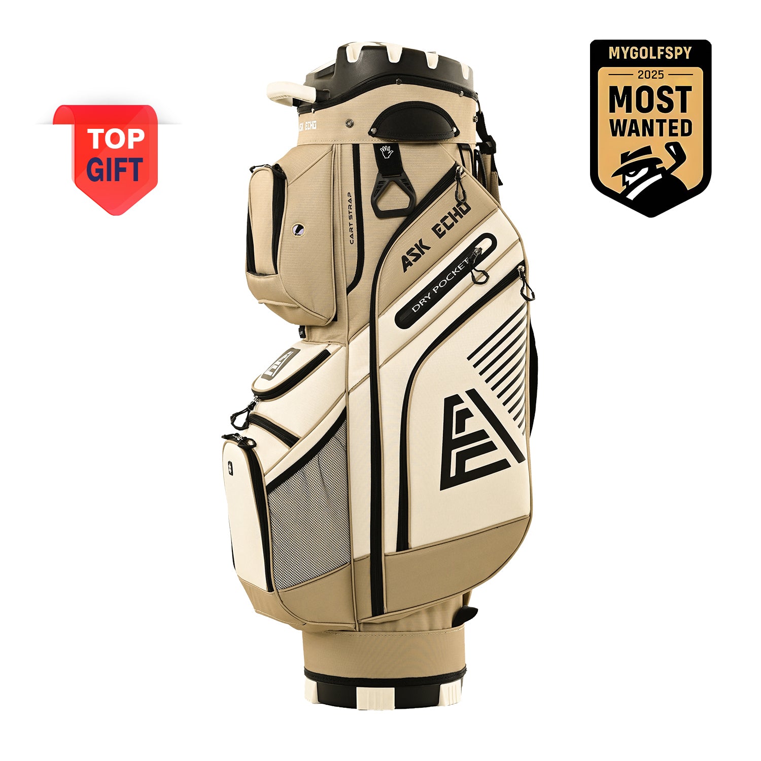 Ask Echo 2024 T-LOCK 14 Way Organizer Dividers Golf Quiet Cart Bag / Toasted Almond