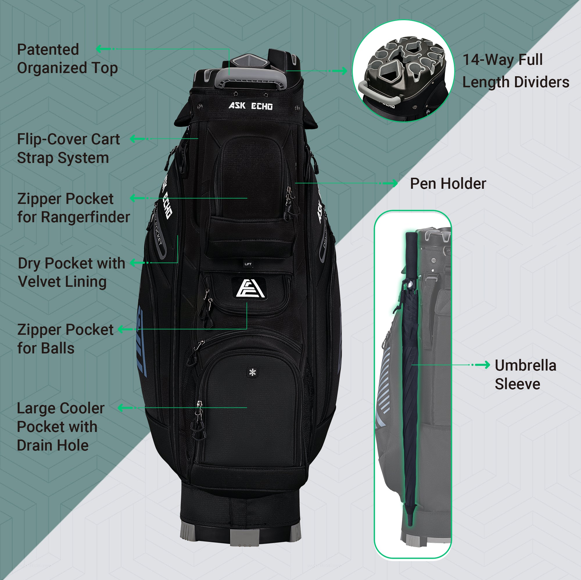 THE GOLF BAG カートバッグ (UNISEX) T-LOCK 3.0 Cart Bag