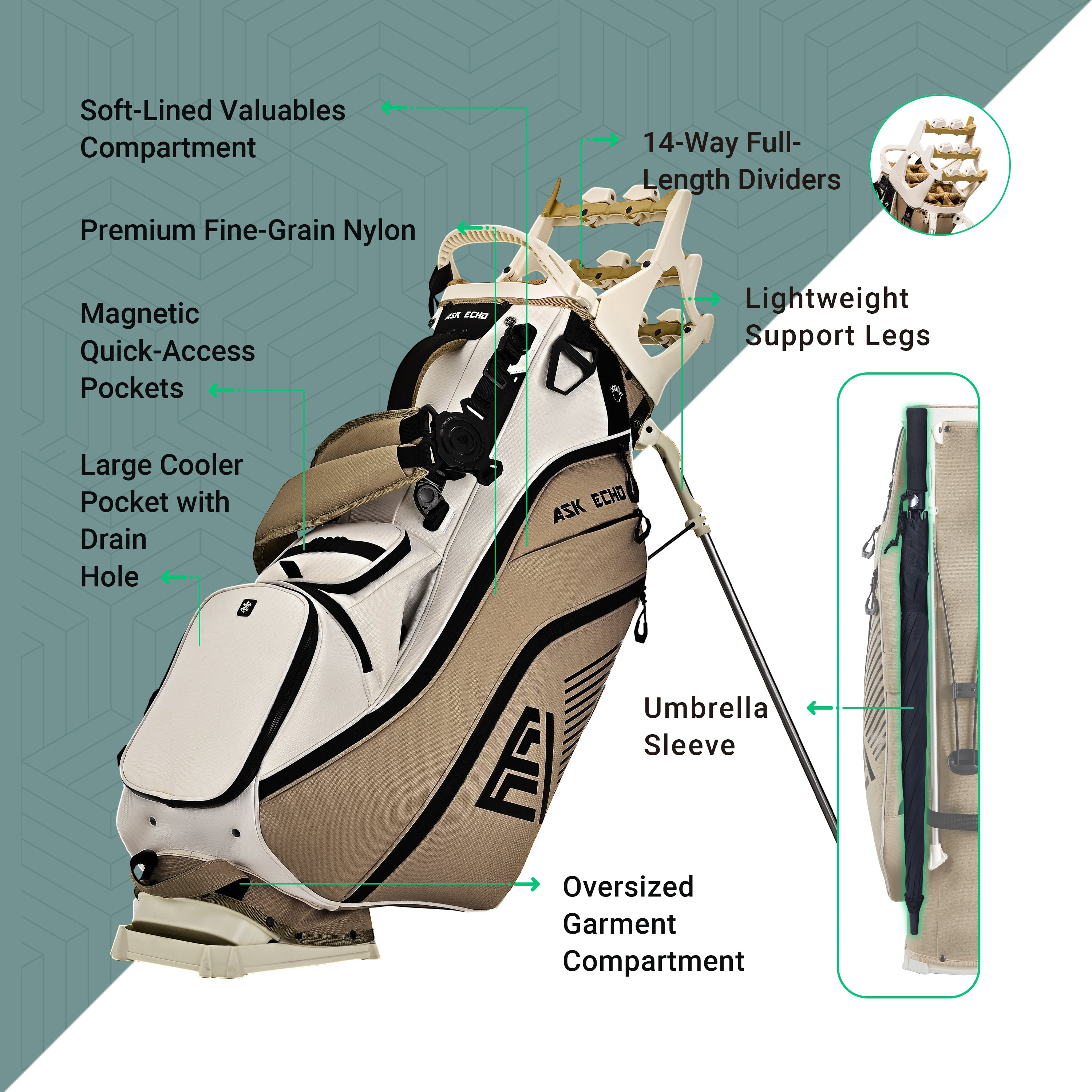 Ask Echo T-LOCK Hybrid Stand Bag / Toasted Almond