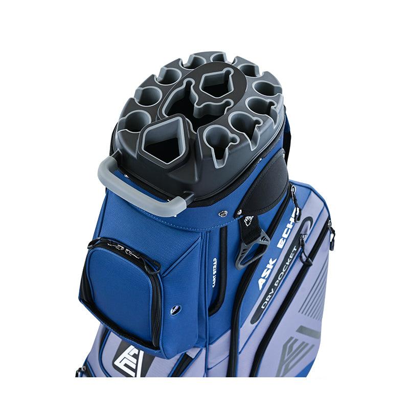 ASK ECHO T-LOCK Cart Bag in Navy Grey top view with 14-way full-length organizer divider system
