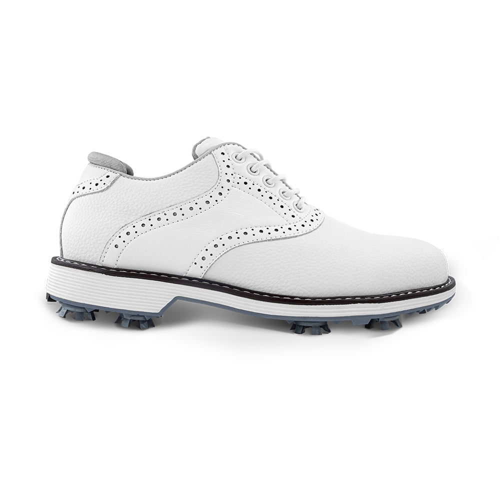 Mens black and white saddle golf shoes on sale