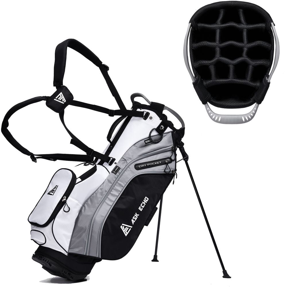 Ask Echo BLAZER 2.0 14 Way Full Length Dividers Golf Organizer Stand Bag / White