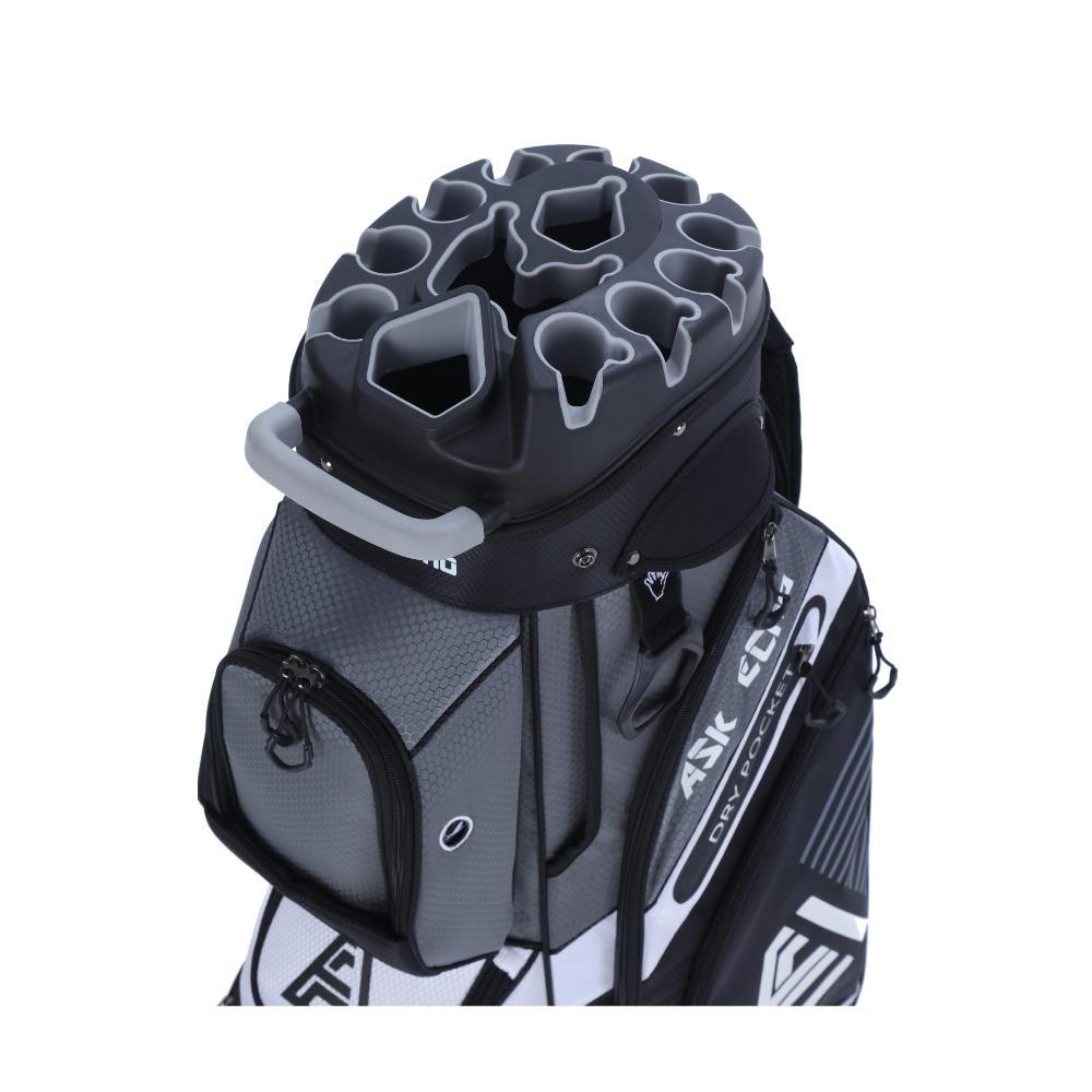 ASK ECHO T-LOCK Cart Bag in Grey top view with 14-way full-length organizer divider system
